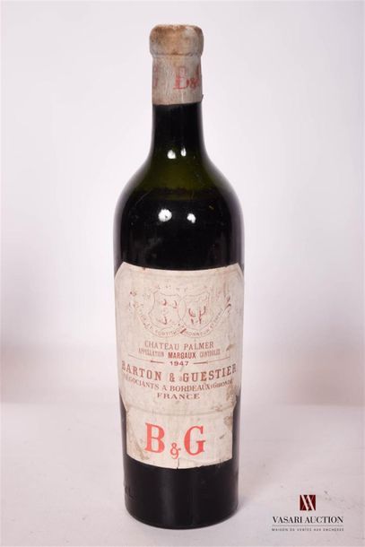 null 1 bouteille	CHÂTEAU PALMER	Margaux GCC mise nég.	1947
	Et. fanée et un peu fanée....