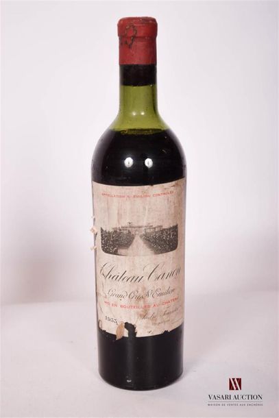 null 1 bouteille	CHÂTEAU CANON	St Emilion 1er GCC	1953
	MDC. Et. fanée, tachée et...