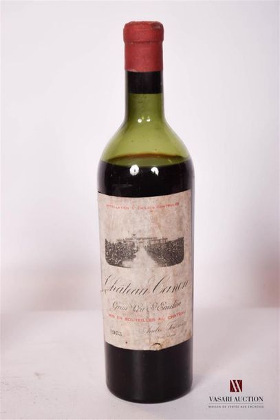 null 1 bouteille	CHÂTEAU CANON	St Emilion 1er GCC	1953
	MDC. Et. fanée et tachée...