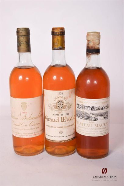 null Lot de 3 bouteilles comprenant :		
1 bouteille	CHÂTEAU MAURAS	Sauternes	1982
1...