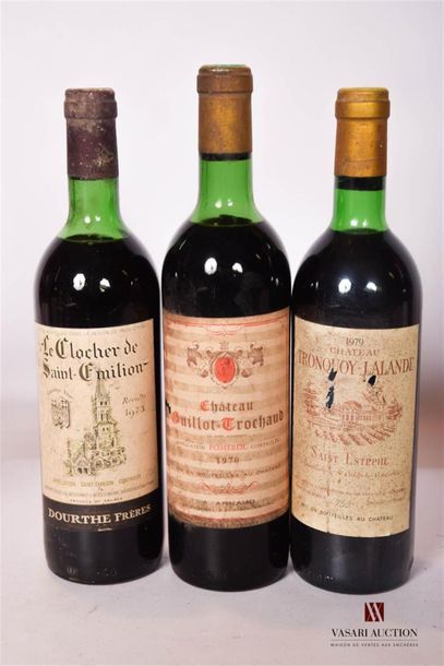 null Lot de 3 bouteilles comprenant :		
1 bouteille	CHÂTEAU TRONQUOY LALANDE	St Estèphe...