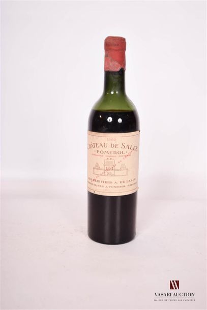 null 1 bouteille	CHÂTEAU DE SALES	Pomerol	1962
	Et. fanée, tachée (quelques accrocs)....