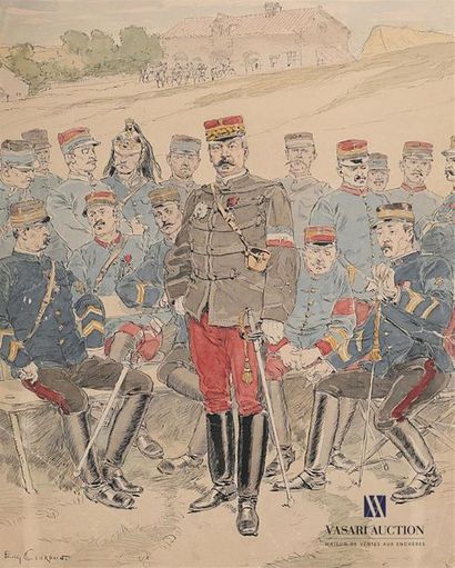 null Eugène COURBOIN (1851-c.1915)
Etat Major du 17ème régiment d'infanterie
Aquarelle...