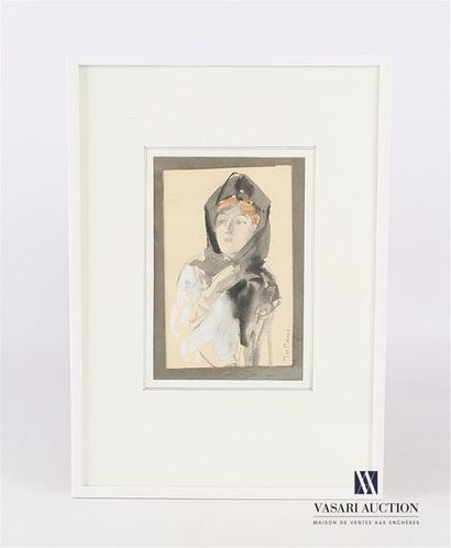 null TOFANI Osvaldo (1849-1915)
Femme au foulard
Encre, gouache et crayon
Signée...