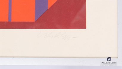 null VASARELY Victor (1906-1997), d'après
Composition cinétique en rouge et bleu
Lithographie...