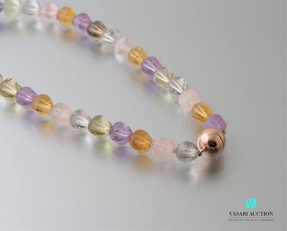 null Collier Melon constitué de perles facetées d'améthystes, citrines, quartz rose...