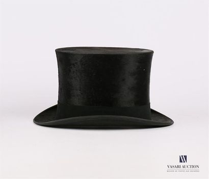 null Chapeau haut de forme en feutre noir de marque "London - Trade Mark", l'intérieur...