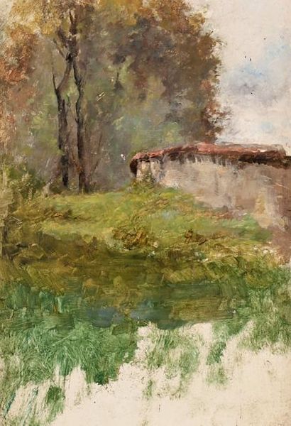 Joaquín Sorolla Bastida Valencia 1863 - Cercedilla 1923 Paisaje Huile sur panneau... Gazette Drouot