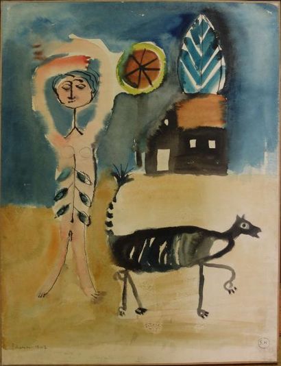 Slavko KOPAC (1913-1995) personnage et chien

1947

aquarelle et encre sur papier...