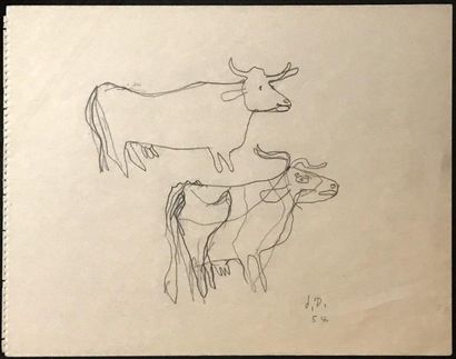 Jean Dubuffet (1901-1985) 
Sans titre, 1954 (Série des vaches, petites statues de...