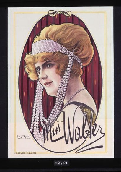  WALTER Miss. "Miss Walter".Lithographie en couleurs entoilée. 91 x 62 cm.Signée...