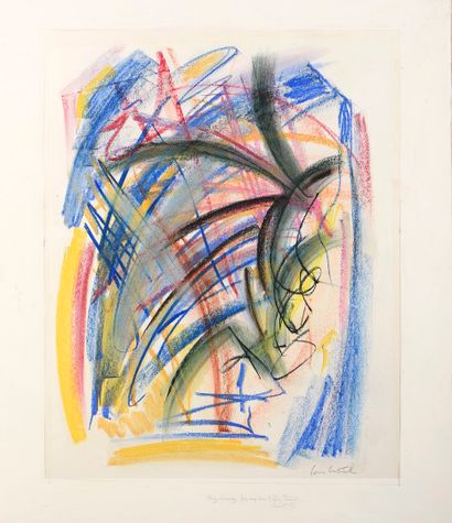  Joan MITCHELL (1925-1992). Untitled. Pastel on paper. Signed lower right, dedicated... Gazette Drouot