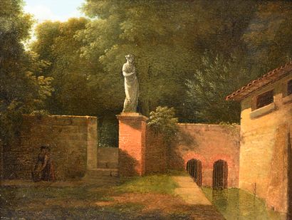  Jean-Victor BERTIN(1767-1842), école de. Le parc. Huile sur panneau. Vers 1800 Dim... Gazette Drouot