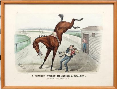 Thomas B. WORTH (1834-1917) A feather weight mouting a scalper - As kind as a kitten...