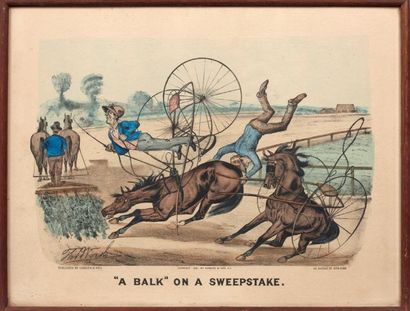 Thomas B. WORTH (1834-1917) "A balk" on a sweepstake - Nip and tuck! - A hard road...