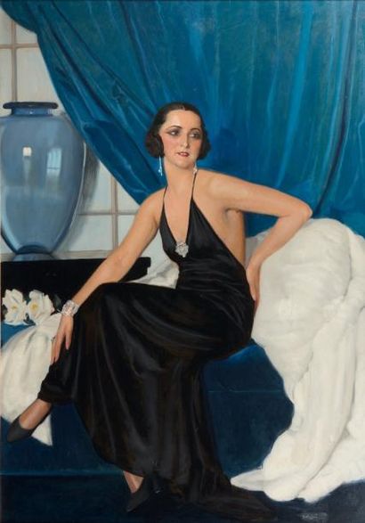 BRAÎTOU-SALA, Albert (1885-1972) Portrait de Madame Olmazu Huile sur toile. Signée...