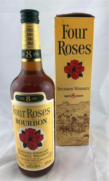 null 1 bouteille FOUR ROSES Bourbon Whiskey, 8 ans 
Avec sa boite légèrement usé...