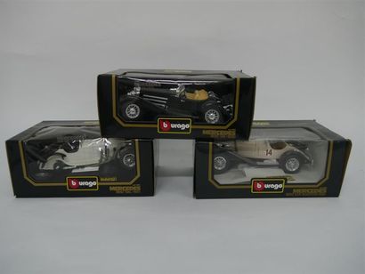 null Lot comprenant trois MERCEDES 1/18e die cast marque BURAGO en boite d'origi...