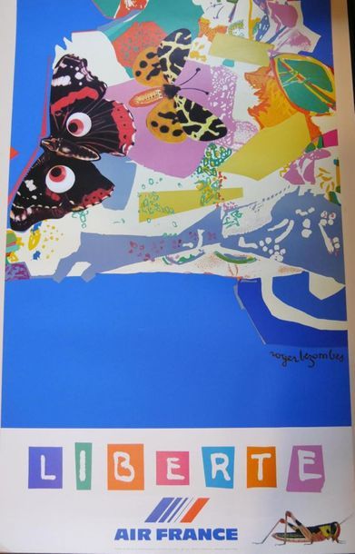  AIR FRANCE Sept affiches par Roger Bezombes Imprimeur Morlot 1980-1981 - CIEL -...