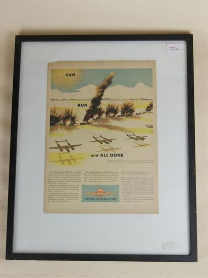  P38 LIGTING USA AIR FORCE Publicité illustrée pour la compagnie SHELL D'époque seconde...