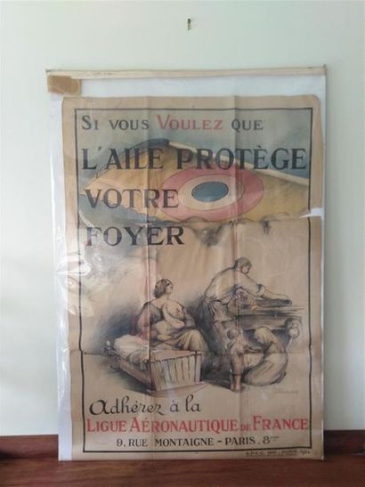  Ligue Aéronautique de France Affiche illustrée de Noel Garrigues Imprimerie Spec-Paris...