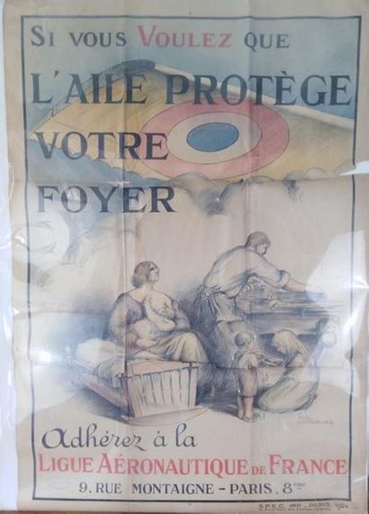 Ligue Aéronautique de France Affiche illustrée...