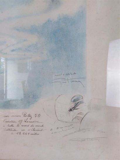  GEO HAM -"Record d' Altitude" Lithographie signée dans la planche et contresignée...