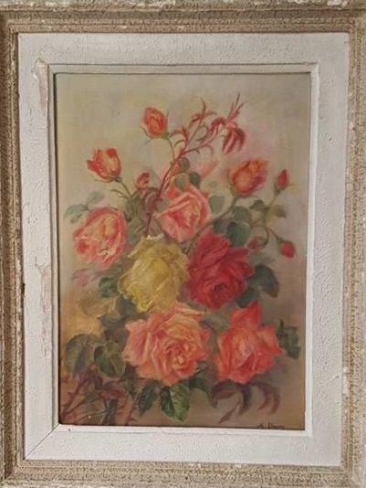 null M. UTAGEZ.
Les roses.
Huile sur toile, signée en bas à droite. Encadrée.
46...