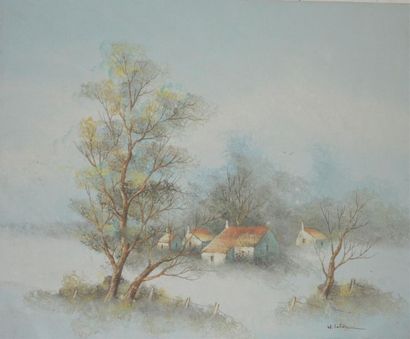 null EATON W.
Vue de village dans la brume
Huile sur toile signée en bas à droite
50...