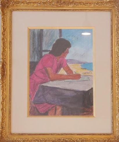 null JOUBIN Georges (1888-1983)
Femme écrivant devant la plage
Pastel sur papier
Signé...