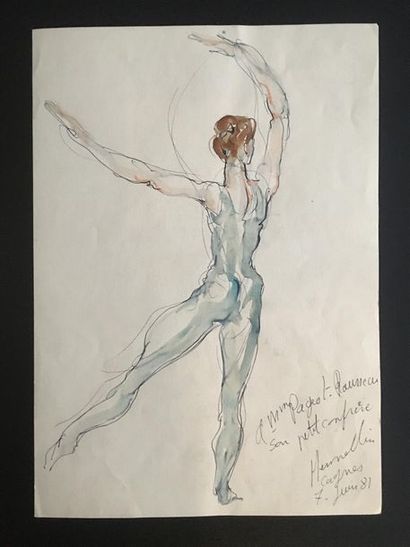 null Damien HERMELLIN
Croquis d'une danseuse classique représentée de dos
Encre et...