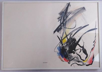 null MIOTTE Jean (1926-2016)
Composition abstraite 
lithographie encadrée sous verre...