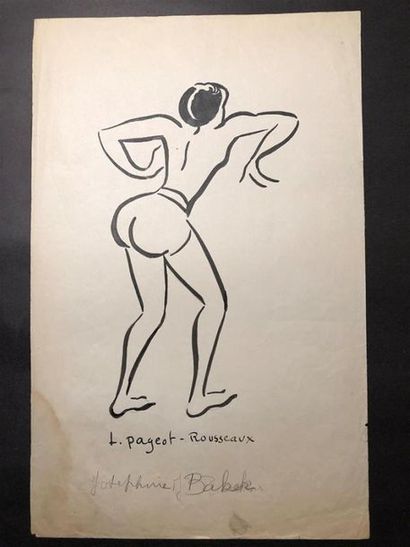 null Lucienne PAGEOT-ROUSSEAUX (1899-1994)
Joséphine Baker de dos 
Encre sur papier...