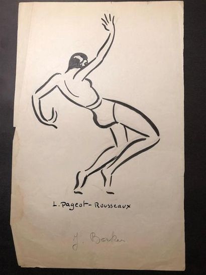 null Lucienne PAGEOT-ROUSSEAUX (1899-1994)
Joséphine Baker de profil droit
Encre...