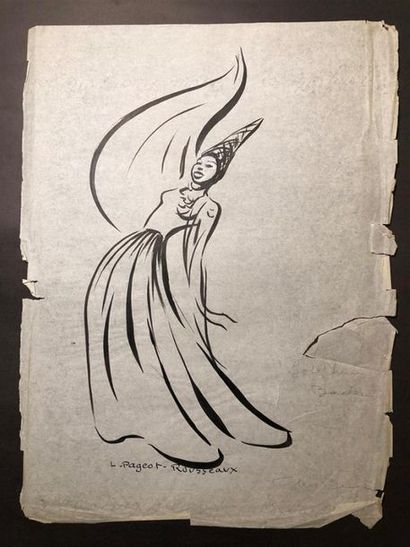 null Lucienne PAGEOT-ROUSSEAUX (1899-1994)
Joséphine Baker
Encre sur papier calque...