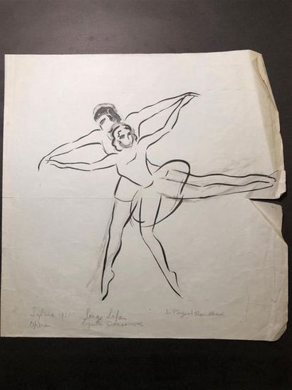 null Lucienne PAGEOT-ROUSSEAUX (1899-1994)
Serge Lifar et Lycette d'Arsonval, Sylvia,...