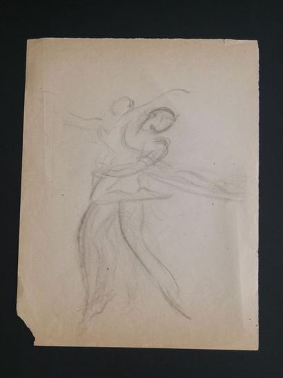 null Lucienne PAGEOT-ROUSSEAUX (1899-1994)
Croquis de deux danseuses classiques 
Crayon...