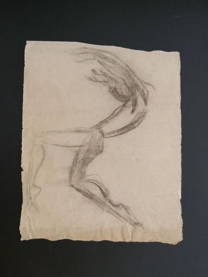 null Lucienne PAGEOT-ROUSSEAUX (1899-1994)
Croquis d'un danseur 
Fusain sur papier...