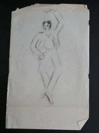 null Lucienne PAGEOT-ROUSSEAUX (1899-1994)
Croquis d'un danseur de flamenco
Fusain...
