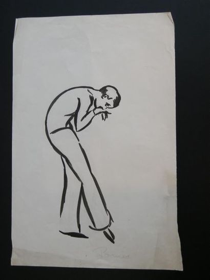 null Lucienne PAGEOT-ROUSSEAUX (1899-1994)
Croquis du danseur PIOMES
Encre sur papier
Annotée...