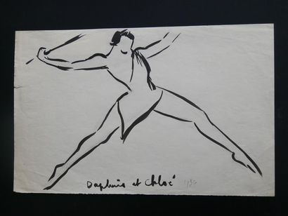 null Lucienne PAGEOT-ROUSSEAUX (1899-1994)
Croquis d'un danseur à la perche
Encre...