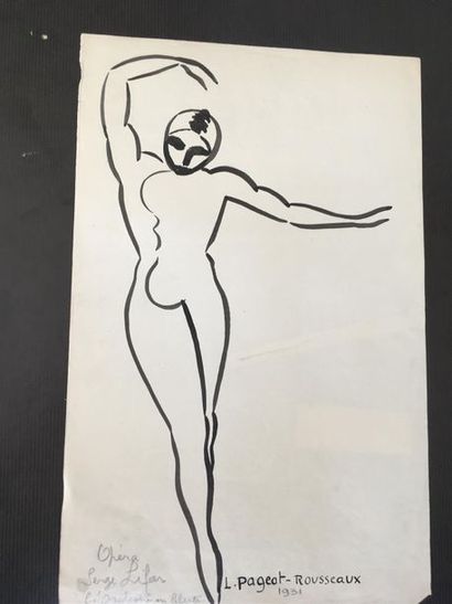 null Lucienne PAGEOT-ROUSSEAUX (1899-1994) 
Serge LIFAR, OPERA, "l'orchestre en liberté"
Encre...