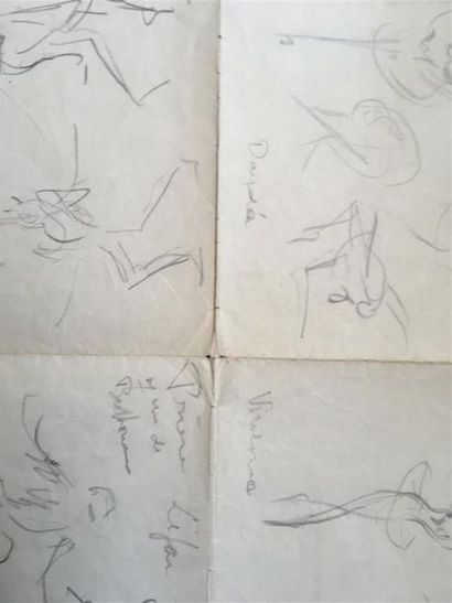 null Lucienne PAGEOT-ROUSSEAUX (1899-1994) 
Trois dessins crayon sur papier sur une...
