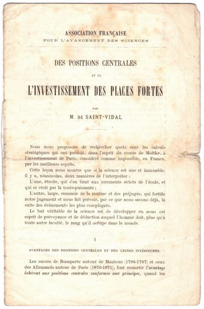null De SAINT VIDAL Francis (1840-1900)
DES POSITIONS ET DE L' INVESTISSEMENT DES...