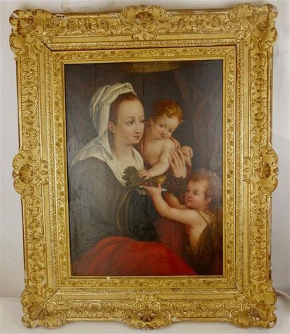 null ECOLE FLAMANDE
Dans le gout du XVIème siècle 
La Vierge à l'enfant avec le petit...