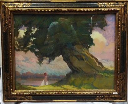 null Marcel FEGUIDE (1888 - 1968)
Femme nue au pied de l'arbre 
Pastel sur papier...