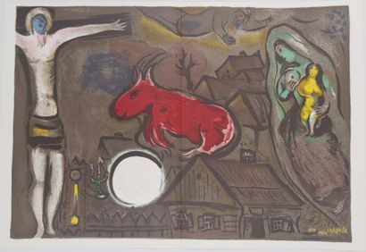 null CHAGALL Marc (1887-1985), d'après.
Crucifixion à l'âne rouge. Lithographie en...