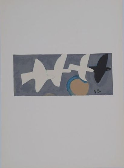 null BRAQUE Georges (1882-1963), d'après.
Quatre oiseaux - les Paons.
Deux lithographies...