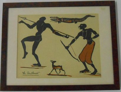 null SCENES AFRICAINES : Impressions couleurs sur papier, Signées bas gauche, Th.Andlauer.
Les...