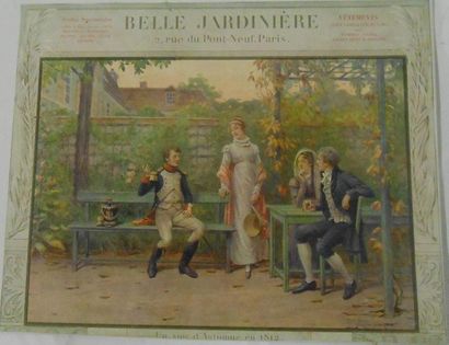 null BELLE JARDINIERE - LE TEMPS : Ensemble de 4 Chromos (H.).
Une matinée de printemps...